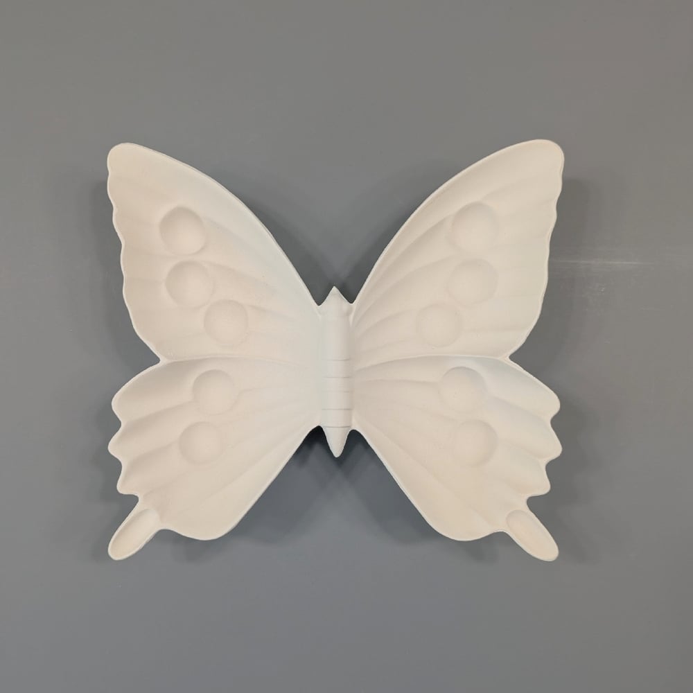 Image of Ceramic Bisque Butterfly Embossed Tray Ready to Paint