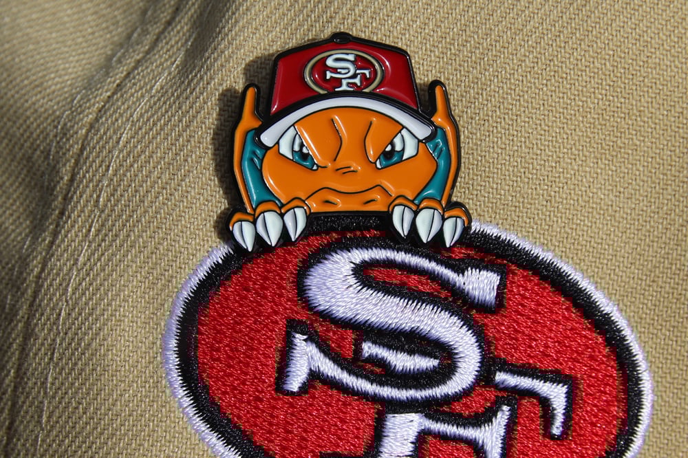 Image of Charizard Pokemon San Francisco 49ers Niners Peeker Pin - OG Orange