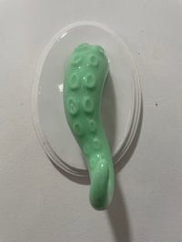 Image 1 of Minty green tentacle on white base jewelry holder