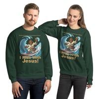 Image 5 of I Ride With Jesus Surfing Dark Unisex Sweatshirt