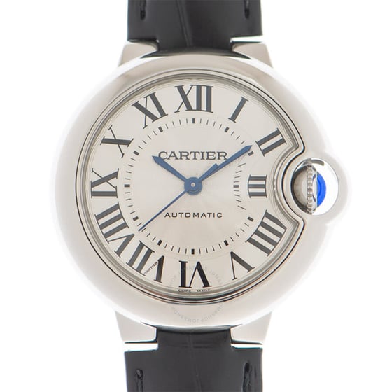 Image of CARTIER Ballon Bleu Quartz Guilloche Dial Stainless Steel Midsize Watch WSBB0034, 33mm