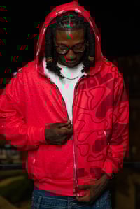 Image 2 of Red “What Is Love” Colheart Camo Zipper Jacket