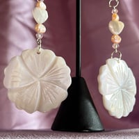 Image 3 of mop flower & pink pearl earrings