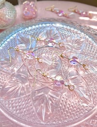 Image 2 of Pink Crystal Petal Earrings