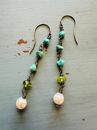 Image 8 of Lone Mountain turquoise and peridot earrings