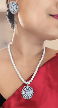 Image 1 of Tisha_American Diamond Pearl Set