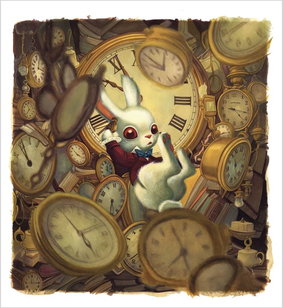 Image of Le Lapin Et Les Horloges - Edition Art Embellished