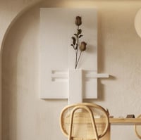 Image 2 of 3D Abstract Geometric Japandi Beige Wall Sculpture Art Decor With Vase Living Room