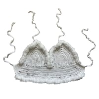 White Basic Crochet Top with Faux Fur