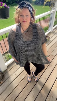 Image 2 of Gun Metal Crochet Top