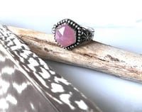 Image 1 of Sterling Silver Handmade Celestial Pink Sapphire Ring 925