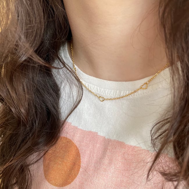 VALENTINE | Collier maille cœurs acier inoxydable