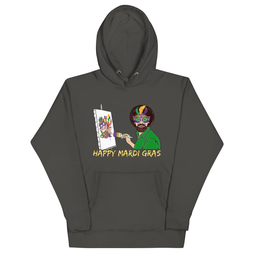 Image of Happy Mardi Gras (Bob Ross) Unisex Hoodie
