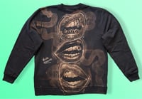 Image 1 of “BLAH BLAH BLAH” CUSTOM BLEACH PAINTED PULLOVER SWEATSHIRT XL