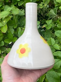 Image 1 of Large Bud Vase Yellow Decorated Flowers 