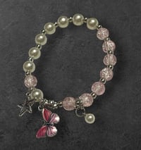 Pink butterfly with pearls bracelet 