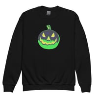 Image 1 of Youth Crewneck Sweatshirt - Jack O Lantern Vintage Green-Black