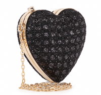 Black Sparking Heart Evening Bag 