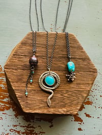 Image 7 of Kingman turquoise serpent talisman necklace