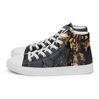 Image 17 of Gold and Black Tattered Texture Look Goth Inspired Women’s high top canvas shoes