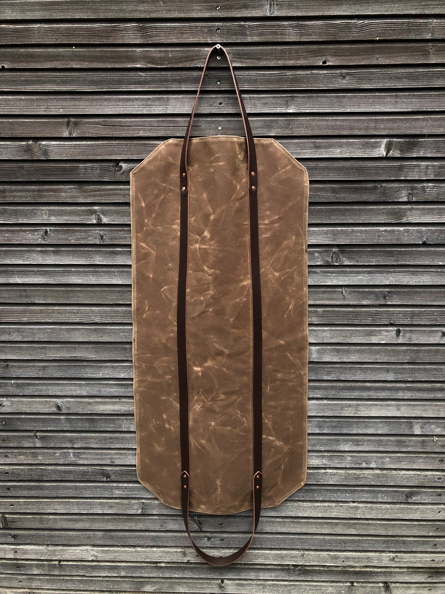 Image of Firewood carrier, log carrier, wood holder made in waxed canvas