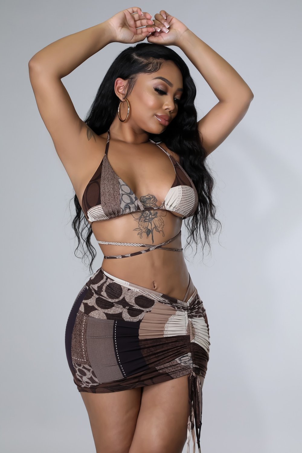 Image of PECAN TAN 3PC SKIRT SET