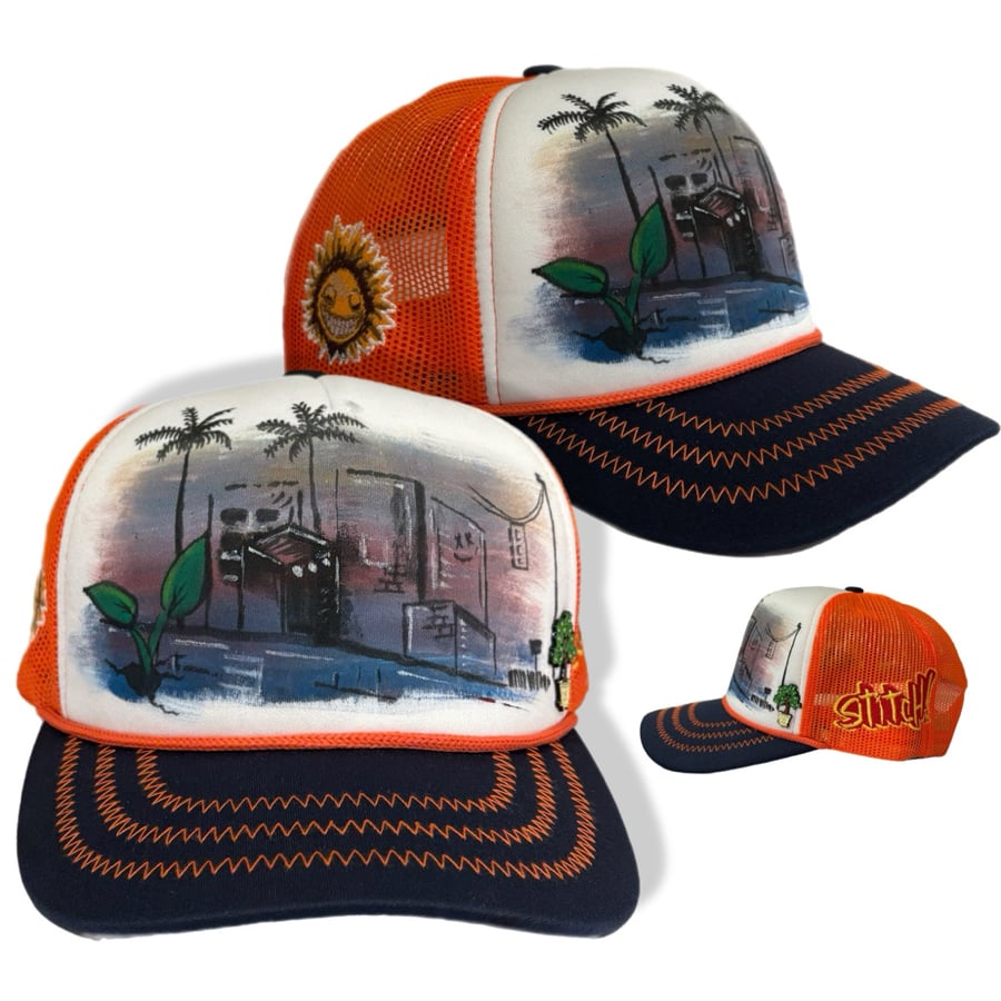 Image of Blue Cities, painted hat