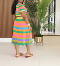 Image 3 of Stripe & Colorful Skirt Set