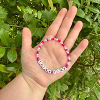 Image 1 of Breast Cancer “Think Pink” Beaded  Bracelet