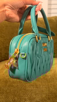 Image 2 of Teal Matelassé leather bag 