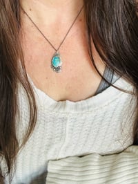 Image 7 of Sierra Nevada turquoise pendant with sterling silver rose and pearls