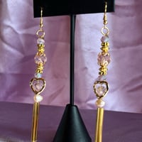 Image 3 of princess earrings (gold & pink)