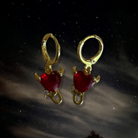 Image 2 of -;- RED DEVIL HEART HOOPS -;-