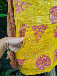 Image 2 of FESTIE Kantha Hoodie with pocket -yellow pink