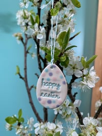 Image 7 of Pastel Polka Dot Happy Easter Egg Hanging Decoration