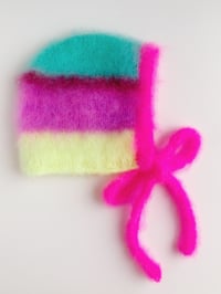 Image 1 of Sofie and Iris Turqouise, Bordeaux, Purple, Pastel Neon Yellow and Hot Pink Blurry Bonnet