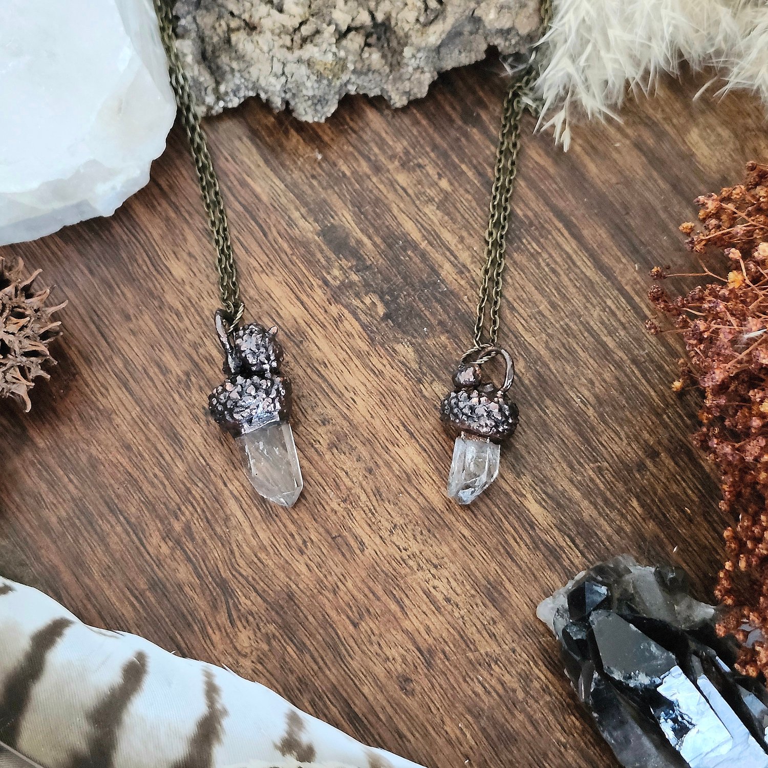 Image of Quartz Acorn Necklace/Earrings 