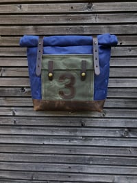 Image 2 of Motorcycle bag in waxed canvas waterproof with leather base