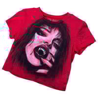 Image 3 of “VAMP GIRL” Custom Hand Painted Baby Tee MEDIUM