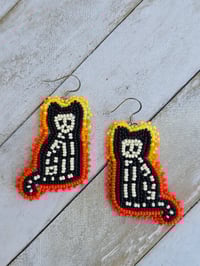 Image 1 of Orange Skeleton Cat earrings 
