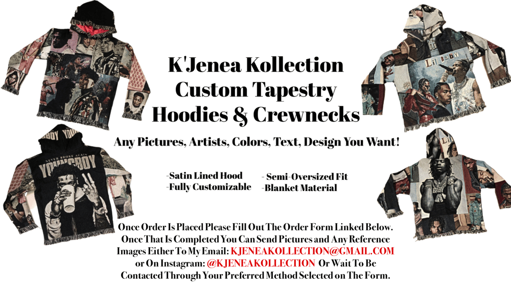 Image of Custom Tapestry Hoodies, Crewnecks, Cropped Jackets, & Dress (ADULT)