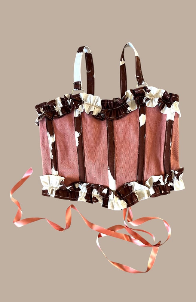 Image of Cow corset with pink