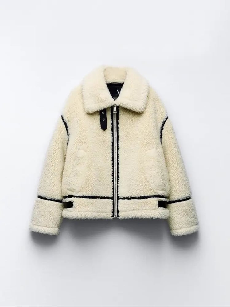 Image of Faux Fur Biker Coat 