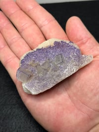 Image 8 of QR Code Fluorite On Druzy Quartz Matrix Specimen #2588