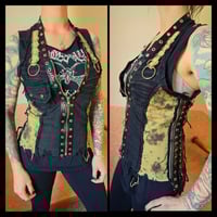 Image 3 of Frayed denim halterneck vest