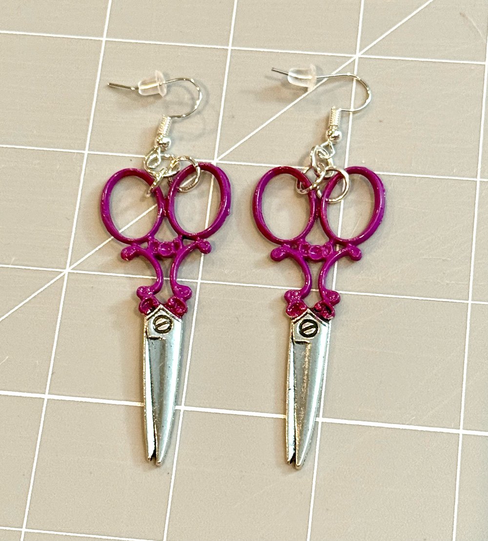 Image of Big Fabric Scissors Earrings