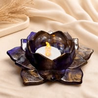 Image 2 of Purple Bronze Lotus Tealight Holder • Resin Candle Decor