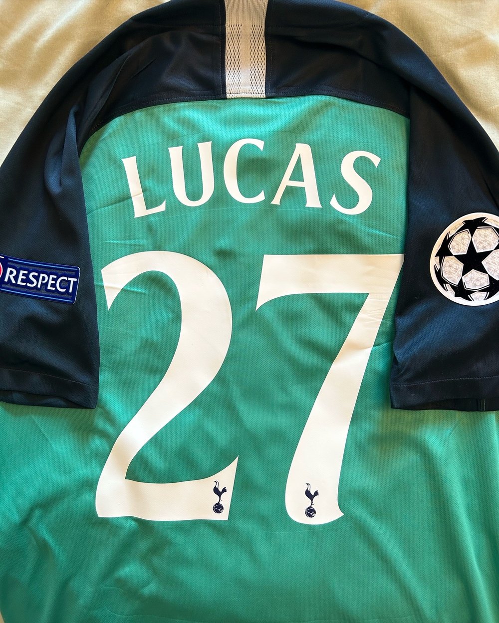 Image of Tottenham Hotspur “LUCAS 27” 2018/19 Third Shirt + UCL patches (M)