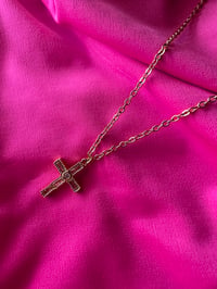 Image 2 of Mini Crystal Cross Necklace 