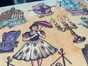 Image of Haunted Mansion Inspired Traditional Tattoo Flash Sheet: HM-01 11x14